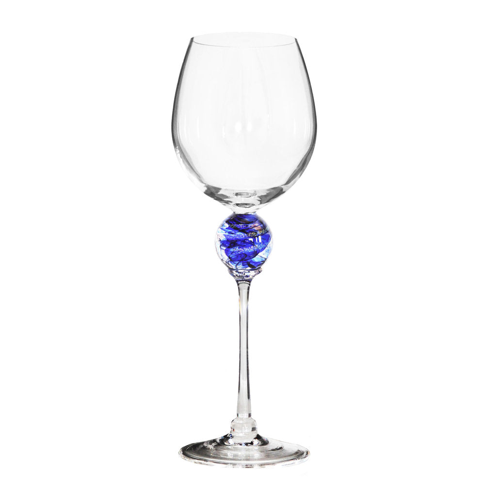 Handblown Recycled Tall Wine Glasses - Set of 6 - Cobalt Spiral – GlobeIn