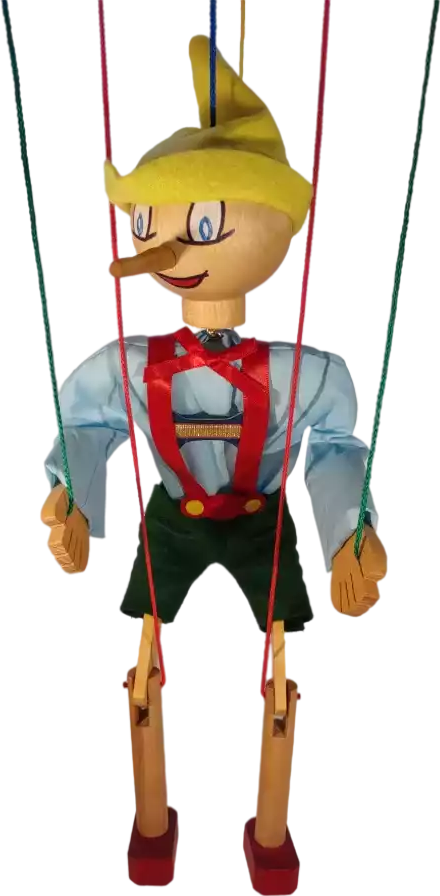 wooden puppet on a string